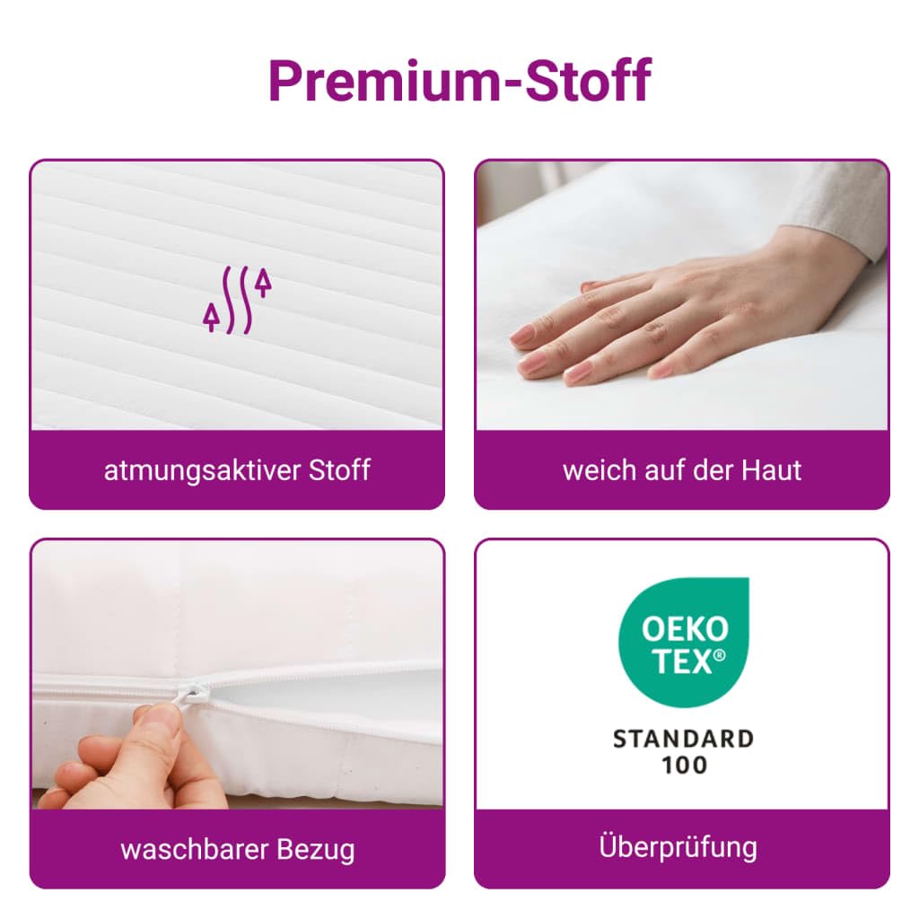 vidaXL Schaumstoffmatratze Weiß 140x200 cm 7-Zonen Härtegrad 20 ILD