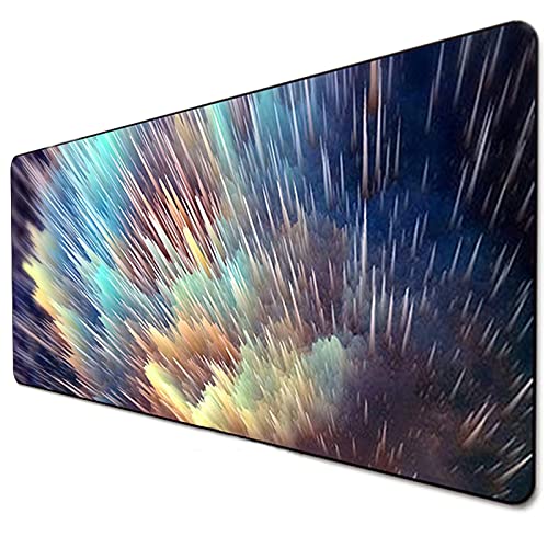 SINLOOG Large Gaming Mouse Pad,31.5''x 11.8'' Extended Abstract Gaming Mouse Pad with Stitched Edges,Non-Slip Rubber Base Computer Keyboard Mat for Esports Pros/Gamer/Desktop/Office (Cool Splash)