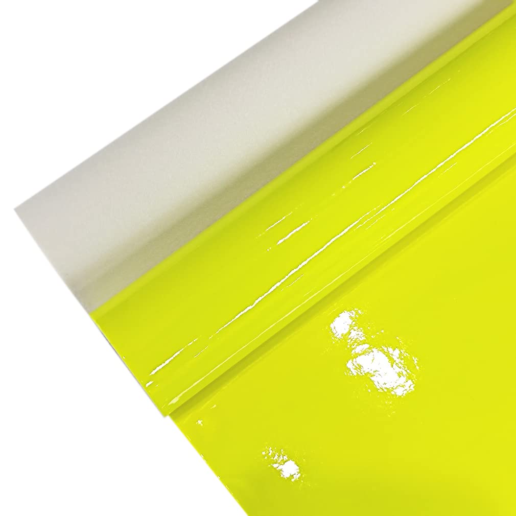 30x135cm Glossy Faux Leather Roll, Shiny Mirrored Synthetic Crafts Fabric for Hair Bows Clips Making (Yellow) - Image 2