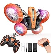 Selvim Remote Controlled Car, 4WD RC Stunt Car with Hand Control for Children from 3 Years, Orange & Sch...