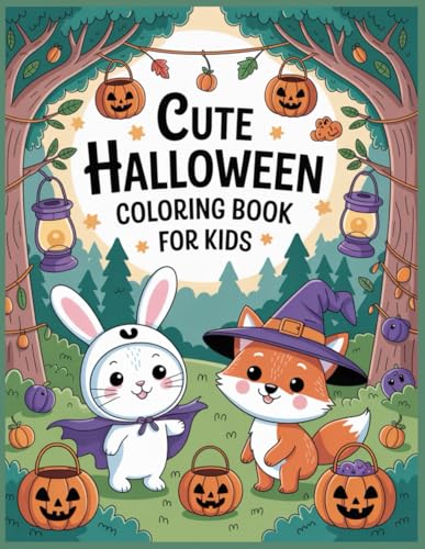 Cute Halloween Coloring Book for Kids: Adorable and Easy Halloween Coloring Pages for Boys and Girls | Fun, Not-So-Spooky Creatures and Scenes