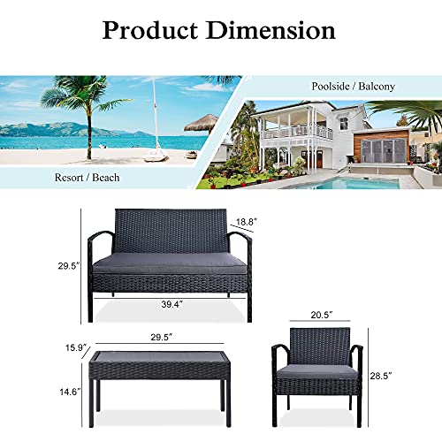 M-W-4-Piece-Patio-Furniture-Set-PE-Wicker-Rattan-Outdoor-Sofa-2-Cushioned-Chairs-1-Loveseat-and-1-Coffee-Table-with-Tempered-Glass-Top-for-Garden-Backyard-Porch-Balcony-Lawn-Poolside M-W-4-Piece-Patio-Furniture-Set-PE-Wicker-Rattan-Outdoor-Sofa-2-Cushioned-Chairs-1-Loveseat-and-1-Coffee-Table-with-Tempered-Glass-Top-for-Garden-Backyard-Porch-Balcony-Lawn-Poolside