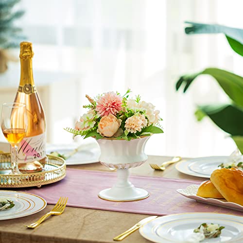 Inweder Small White Vases For Centerpieces - Metal Compote Vase, 5.91 Inch Trumpet Vase Urns, Wedding Centerpieces For Tables, Pedestal Vase Flower Holder For Birthday, Event, Home Decoration, 10 Pcs #TOP2