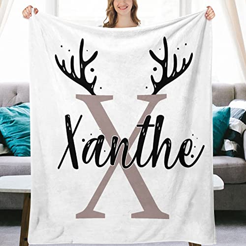 Couverture polaire chaude réversible avec initiale X de Noël - 8