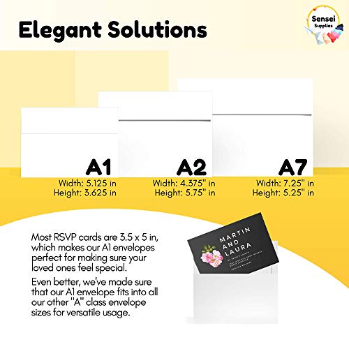110 3.5X5 White Rsvp Small Envelopes - A1 - For Weddings Response Cards, Baby Showers, Thank You Notes, Photos And Any 3” X 5” Inserts (3 5/8 X 5 1/8 Inches) - W/Peel, Press & Self Seal - Square Flap #TOP1