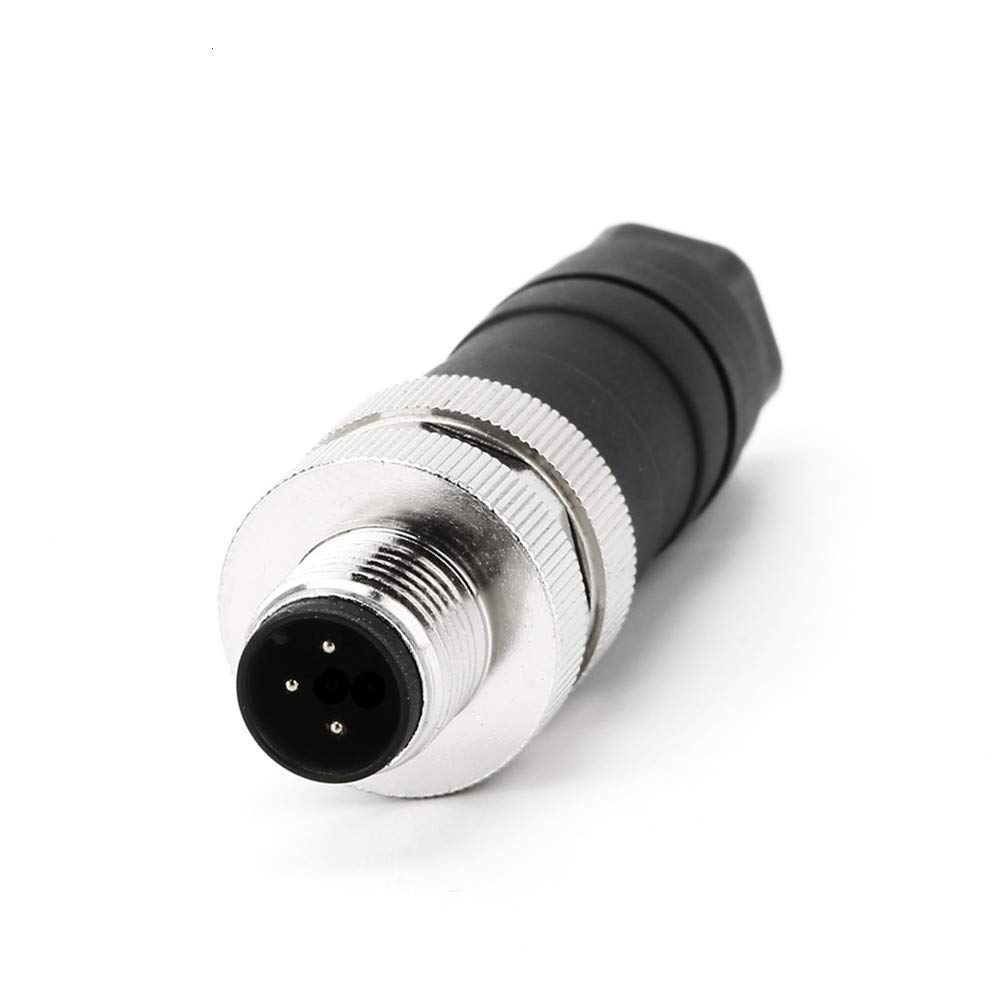 VELLEDQ Industrial Field-wireable M12 Sensor Connector 3-Pin Male Adaptor Screw Terminal Plug Fittings