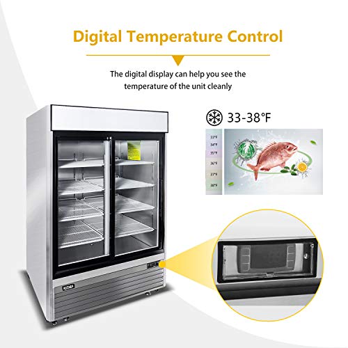 Kitma Two Section Glass Sliding Door Reach-In Refrigerator - Commercial Beverage Refrigerators, Upright Merchandiser Refrigerator, Beverage Cooler With Led Lighting - 48 Cu. Ft #TOP5
