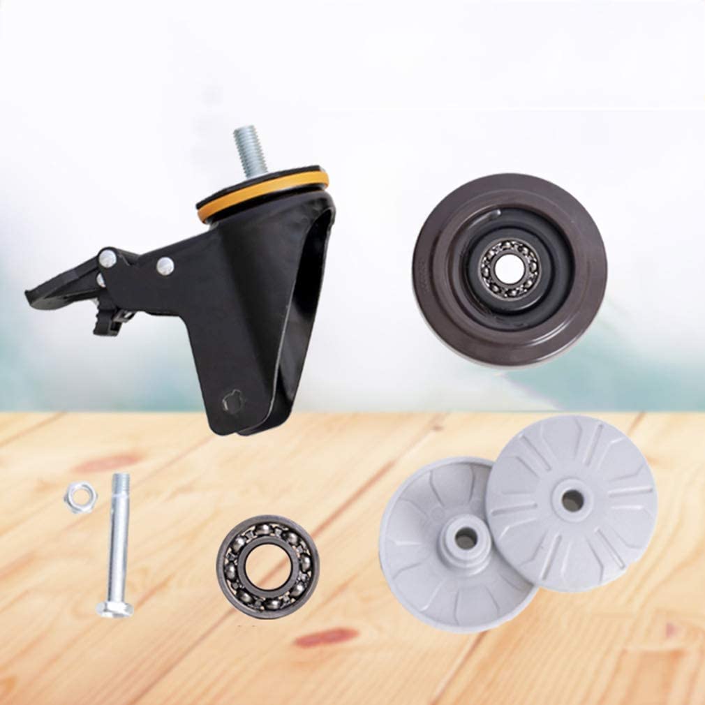TEmkin Ruedas giratorias Ruedas de Oficina Varilla roscada M12 Rueda de Goma Antideslizante, Ruedas giratorias con Freno, Ruedas para Muebles con Carro (Freno de Freno de 4 Pulgadas / 10 cm)