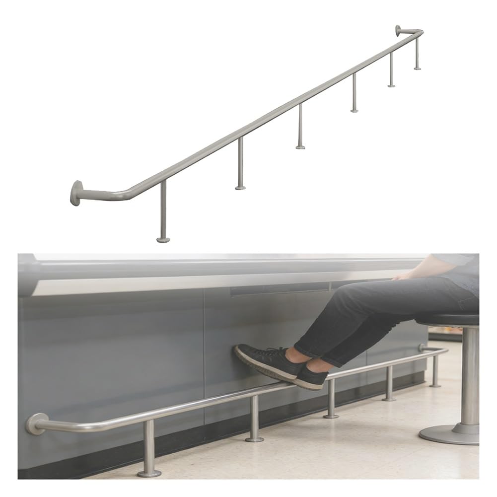 Riel de pie de barra industrial con tapas finales y pasamanos de pared para escaleras