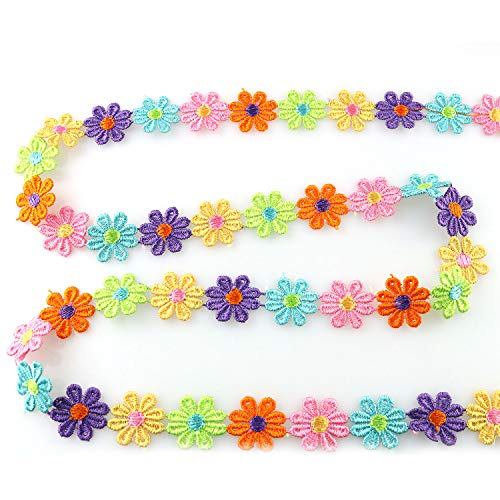 Tegg Daisy Lace 5 Yards 25Mm/1Inch Wide Colorful Daisy Flower Venise Trim Ribbons For Sewing Or Diy Craft Decoration #TOP1