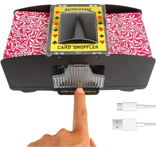 Automatic Card Shuffler, New Upgraded USB/Battery Powered Casino Card Shuffling Machine for Home Party Card Games, Poker, Blackjack, Uno, Texas Hold'em,2 Deck