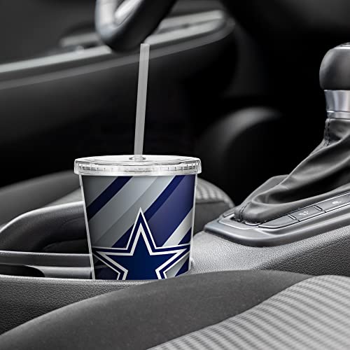 Image of Rico Industries NFL Football 16oz Clear Tumbler W /Straw for NFL Fans