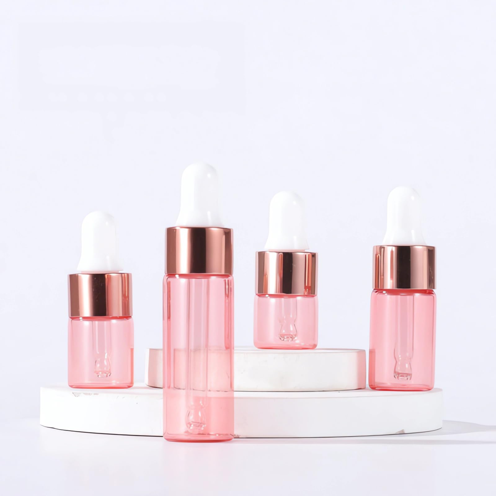 100 Stück 2ml Pink glas Pipettenflasche, Leere Kleine Pink Glasflasche mit Pipette, Stichprobe Glaspipette Tropfflasche für Aromatherapie ätherische Öle