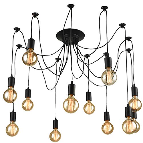 Preisvergleich Produktbild Hwamart HL409 zwölf Kopf Spinne Kronleuchter Lichter Edison E27 Deckenpendelleuchte Jahrgang industrielle Retro-Stil Metall-Lampe (HL409)