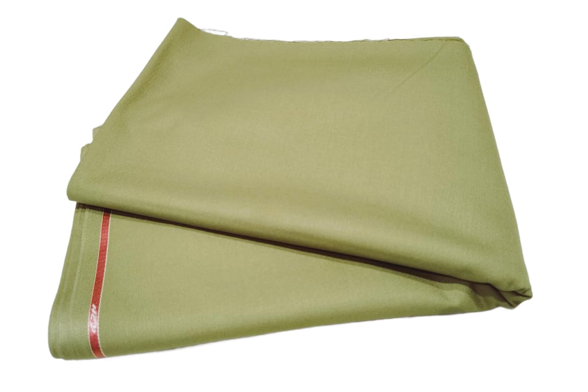 Khaki Vardi Men's Cotton Feel Poly Viscose Unstitched | khaki material Uniform | Khaki Uniform for Men Fabrics | (Yellow Brown)