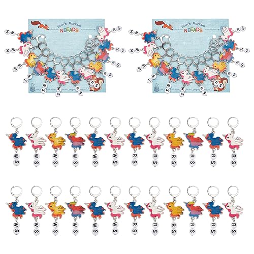NBEADS 24 Pcs Fairy Horse with Number Stitch Markers
