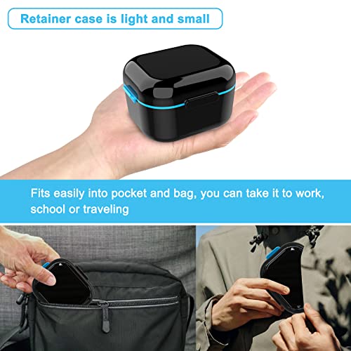 BVN Zahnspangendose & Gebissreiniger Set - Aufbewahrungsbox für Zahnschiene, Prothese & Gebiss, inklusive Reinigungstabletten, Zahnprothesen Behälter, Reisefreundlich, Schwarz