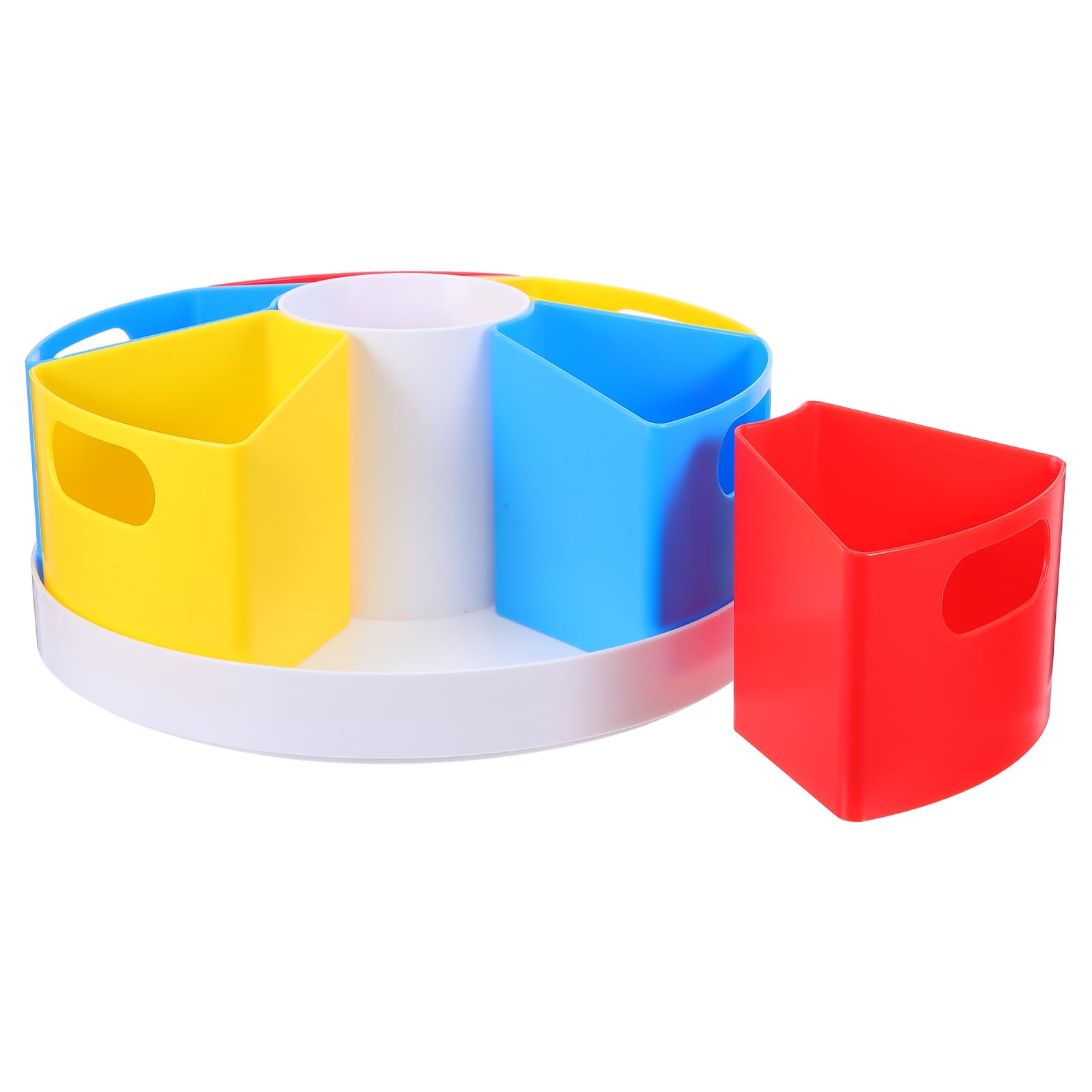 DOITOOL Portapenne Girevole da Scrivania in Plastica 10 Pollici con 6 Scomparti, Organizer Portaoggetti Girevole a 360 Gradi per Ufficio, Studio e Materiali Artistici