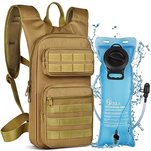 Wiserset Trinkrucksack mit 3-Liter-TPU-Blase, taktischer Molle-Rucksack für Damen und Herren, Leicht und Langlebig, Trinkrucksack zum Wandern, Radfahren, Laufen und Klettern, Khaki