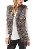 Minetom Damen Winter Herbst Elegante Kunstpelz Warmen Weste Sleeveless Jacket Waistcoat Schwarz 44