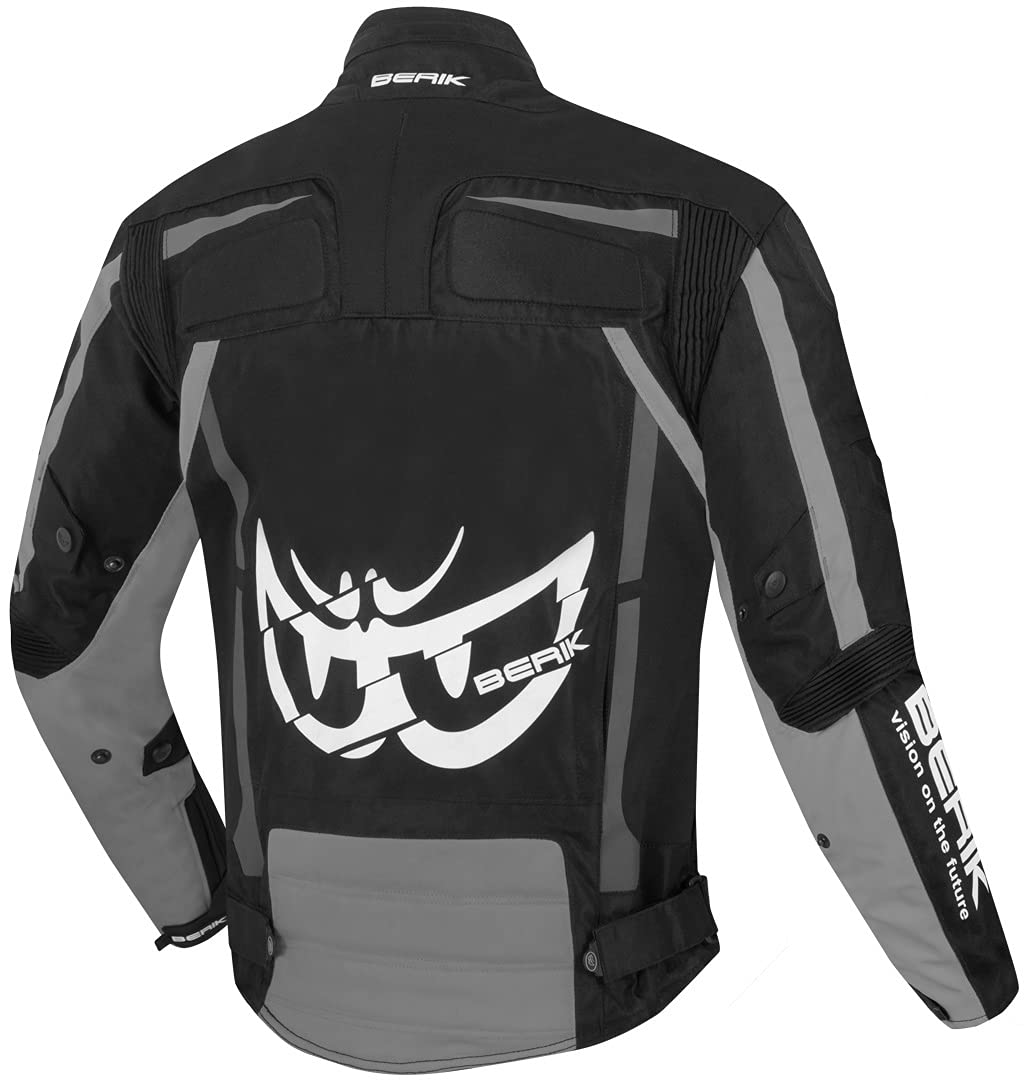Berik Radic Evo wasserdichte Motorrad Textiljacke, schwarz/weiß/grau, 52