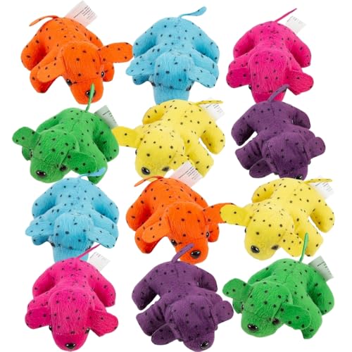 Plush Neon Dogs (1 dozen) - Bulk, Assorted Colors