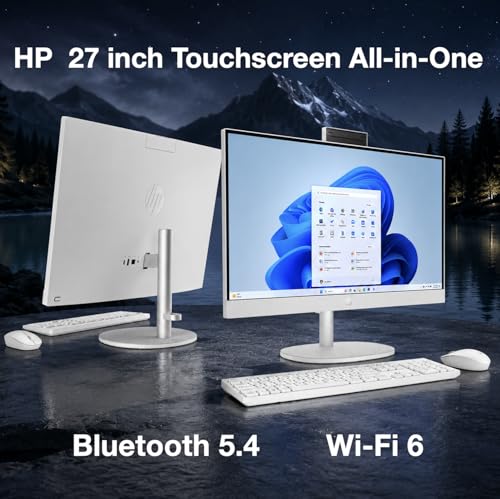 Image of HP 27 Copilot + All-in-One 27 inch Touchscreen IPS FHD Display (Intel Ultra 7-255U, 64GB DDR5, 8TB PCIe SSD, Intel Graphics, WiFi 6, Webcam, Bluetooth 5.4, Win 11 Pro) w /DKZ USB Port Expander