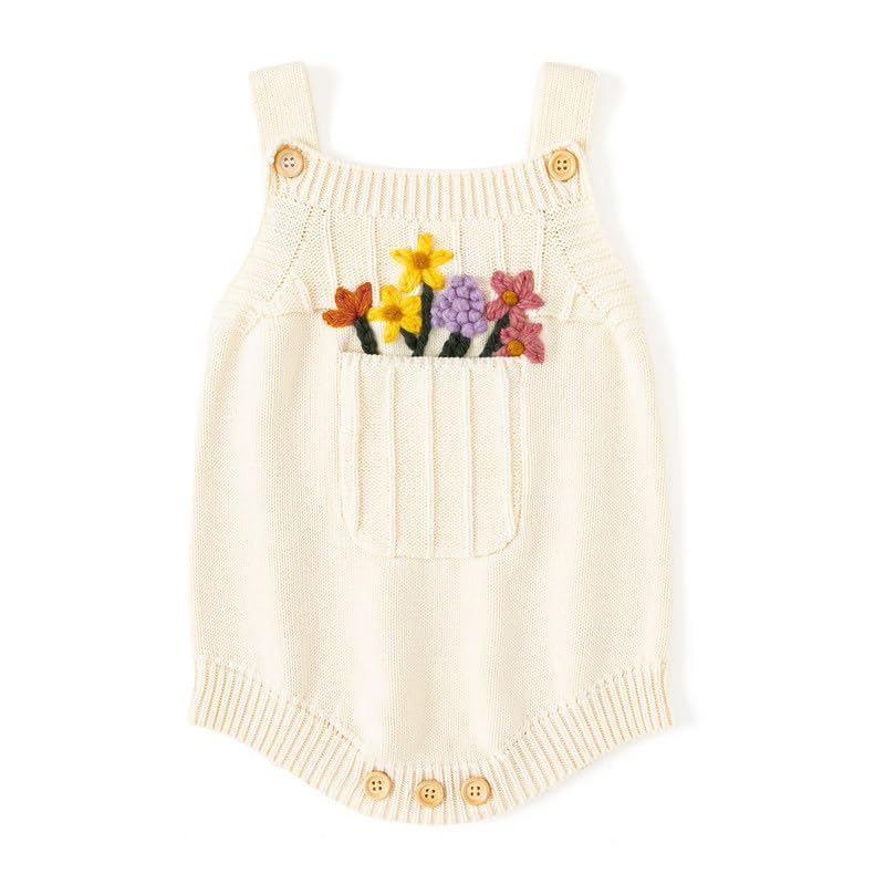 Image of Simplee kids Baby Girls Sunflower Knit Rompers Knit Clothes for Newborn Baby Girls