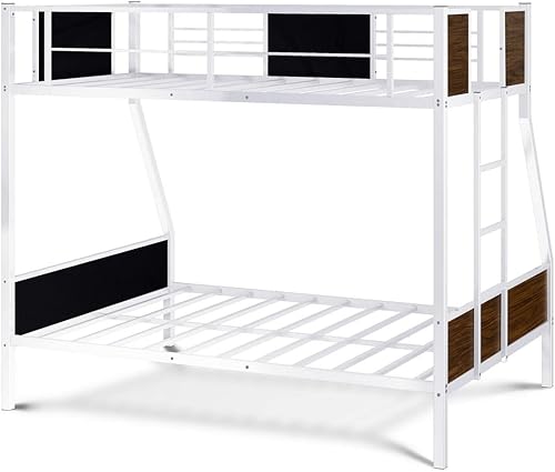 Miniatura 6 de East West Furniture JAFTWHI Jackson - Litera de tamaño matrimonial, dos camas divididas, una escalera con dos escalones y barandillas de protección,