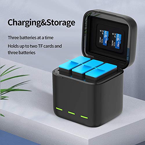 REYGEAK Lot de 2 Batteries et 3 canaux Chargeur Rapide pour GoPro Hero 12 Hero11/10/9 Entièrement Compatible avec Chargeur d'origine Hero 12/11/10/9 et Batteries(Chargeur +2 Batteries) – vue 6