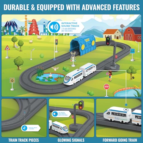 Image of BOOGYWOOGY Vande Bharat Express Toy Train Set 49 Piece Railway Set | USB Rechargeable Type-C Engine | Indian City Train Set with DIY Magnetic Railway Track | Educational Gift for Kids Boys Girls