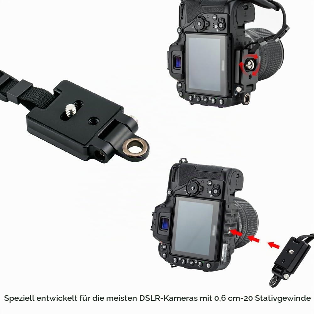 JJC Handschlaufe für DSLR Kamera Canon Nikon Olympus Sony Panasonic Pentax(mit Arca Swiss Type Plate)