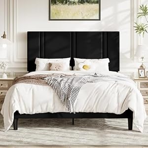 Allewie Queen Platform Bed Frame with Velvet Upholstered Headboard