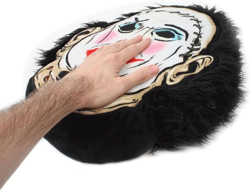Creepy Co. Leatherface Texas Chainsaw Plush Cushion Horror Throw Pillow Polyester, Beige, 31863676502083
