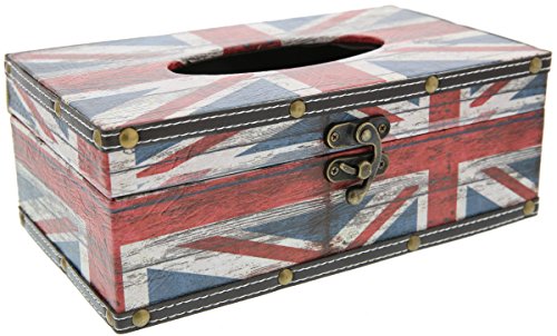 Juvale Tissue Box Cover Holder - British Flag - Red White and Blue - 10 x 6 x 4 inches