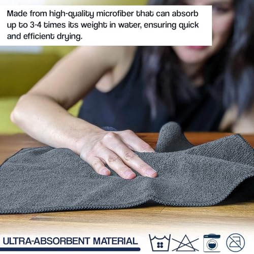 Image of AllExtreme 425 GSM Microfiber Cloth Reusable Lint & Streak-Free Extra Free Super Absorbent Double Sided Plush Towel for Car Bike Detail Cleaning Kitchen Window Wash Drying (40 X 40cm, 4Pc, Grey)