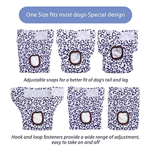 CuteBone 3 Stück Leopard Wiederverwendbare Hundewindeln, Hochsaugfähige Premium-Windeln für Hündchen, Umweltfreundliche Damenbinden Höschen für weibliche Haustiere D54M-DE