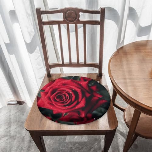 Coussin de chaise rond en mousse de qualité supérieure rose rouge - 8