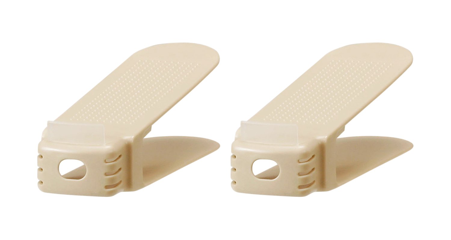 LIKE-IT Shoe Storage, Space Saving, Double Storage Capacity, Loafer, 2P, Width 3.1 x Depth 10.2 x Height 3.5 inches (8 x 8 x 26 x 8.8 cm), Beige, Made in Japan, Sneakers Storage, Unisex
