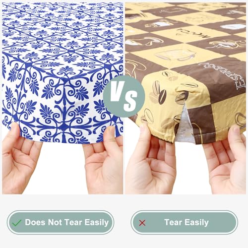 Image of misaya Picnic Table Cover with Bench Cover, Waterproof Elastic Fitted Tablecloth for 5 Foot Tables, Rectangle Washable Polyester Tablecloths for Picnic, Camping, Outdoor (Blue, 30 inch x 60 inch)