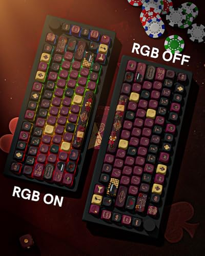 Image of PBT Keycaps for Mechanical Keyboard, 128 Keys Dye-Sublimation MOA Profile Keyboard Keycaps for Cherry Gateron MX Switches Mechanical Keyboards, Red & Black
