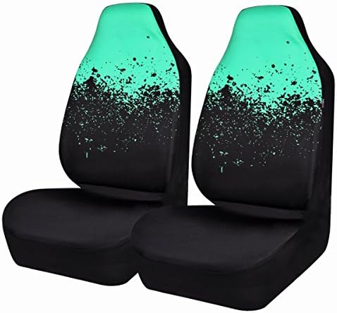 CAR PASS Universal High Back Fashion Car Seat Covers for Car Truck Suvs,sedans,Vehicles,Airbag Compatible (Mint tie dye Front)