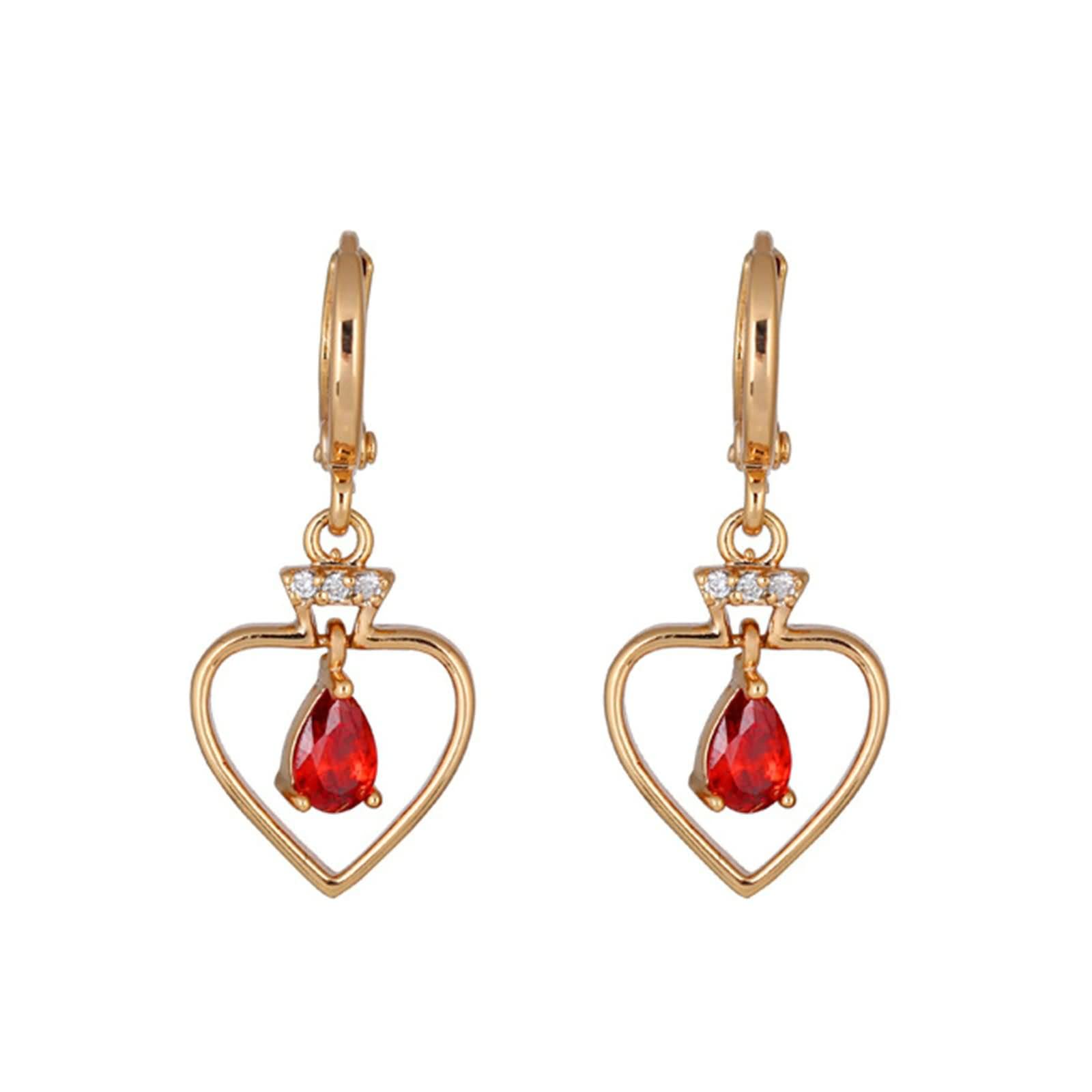 Pendientes de Oro de 9 K / 14 K / 18 K para Mujer, Corazón Hueco y Gota de Agua con Moissanita, Colgante Pendientes de Mujer Oro