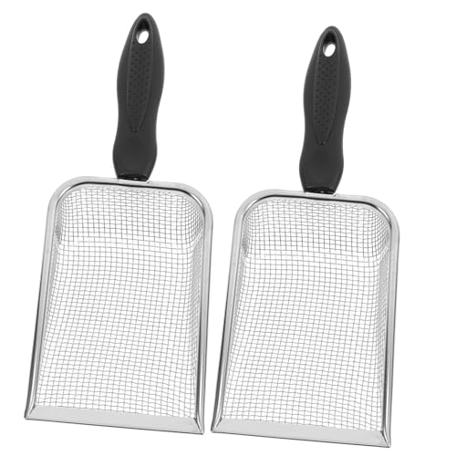 Hemobllo 2 pezzi Spiaggia in Acciaio Inossidabile con Rete in Ferro Multiuso per Sabbia Filtraggio Conchiglie e Pulizia Lettiera Animali Resistenti e Pratiche per Esterni