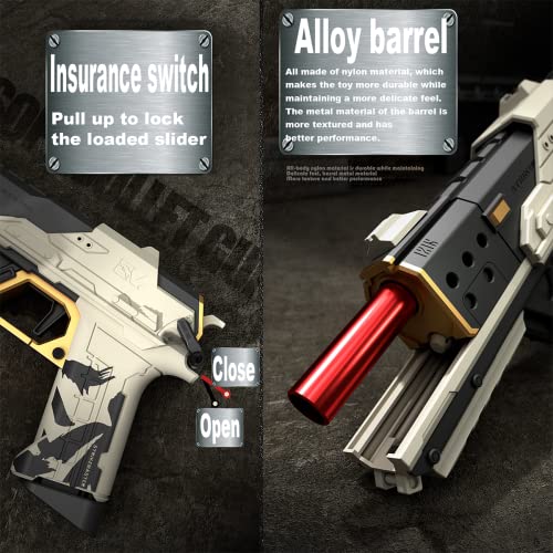 Fesvasdee Soft Foam Darts Toy Gun Nylon Type,Pull Back Action,Metal Nylon Toy Foam Dart Blaster Pistol For Adult,5 6 7 8 Year Old Boys Girls Gift (White) #TOP2