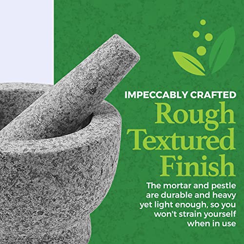 Image of Granite Pill Crusher Set - Easy Grip Non-Slip Stone Muddler & Deep Bowl with Silicone Lid - Mortar and Pestle Grinder for Pills, Tablets, Vitamins and More