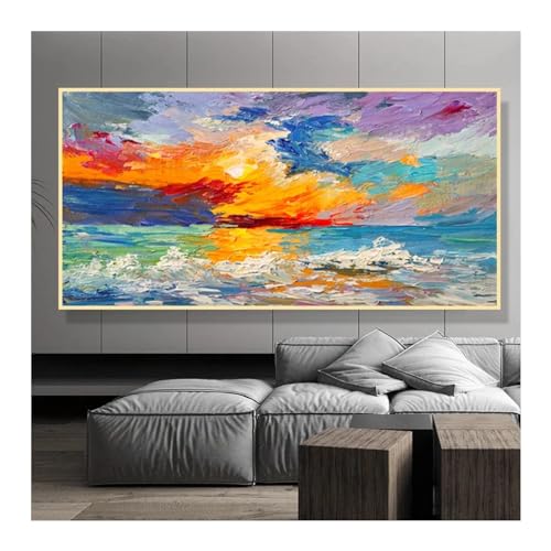Toile paysage nuages abstraits multicolores 25x50 cm pour décoration de salon moderne
