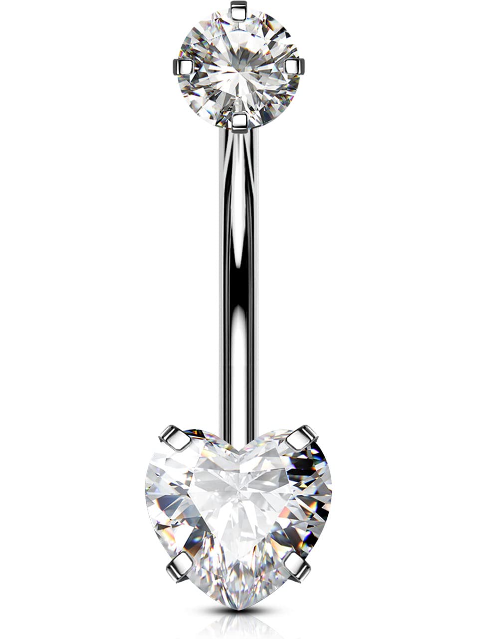 OUFER Body PiercingInternally Solid Titanium 14mm Belly Button Bars Extra Long Navel Bars 14G Belly Bars Belly Button Ring Navel Piercing Jewellery