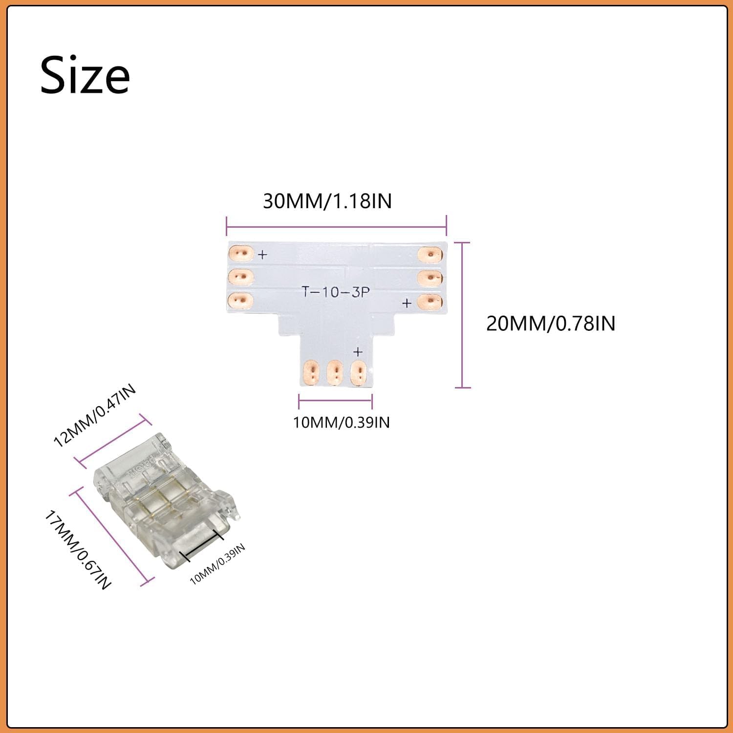 SHAOYAYAZHANG 10 pcs LED Strip Connector,3 Pin 10mm T Shape Quick Splitter Corner Connector Solderless Gapless Adapter Clip - Image 2