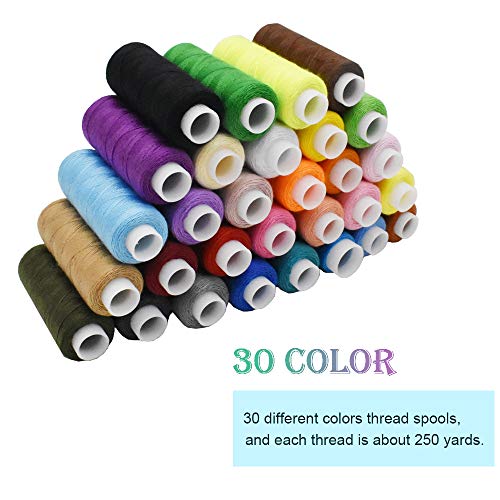 Kits de hilos de coser poliéster 30 bobinas 250 yardas cada una miniatura 3